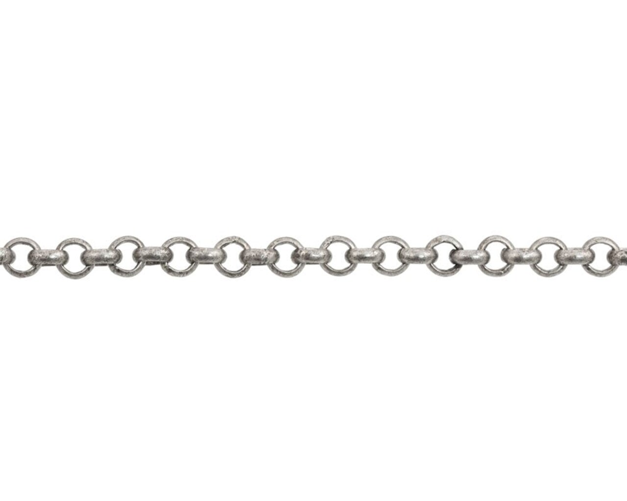 JewelrySupply 3.5mm Antique Silver Plated Rolo Chain (Priced per Foot)